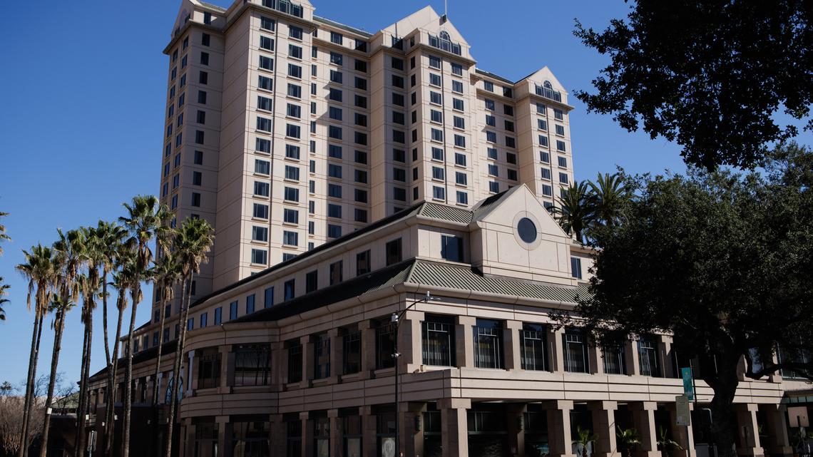 SAN JOSE, CA - February 15: An exterior view of Signia by Hilton San Jose, known for decades as the Fairmont San Jose, is photographed on Tuesday, Feb. 15, 2022, in San Jose, Calif. (Dai Sugano/Bay Area News Group)