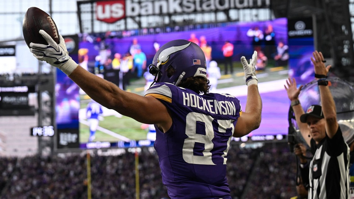 Why Vikings' T.J. Hockenson is raiding top tiers of fantasy Week 8 TE rankings 