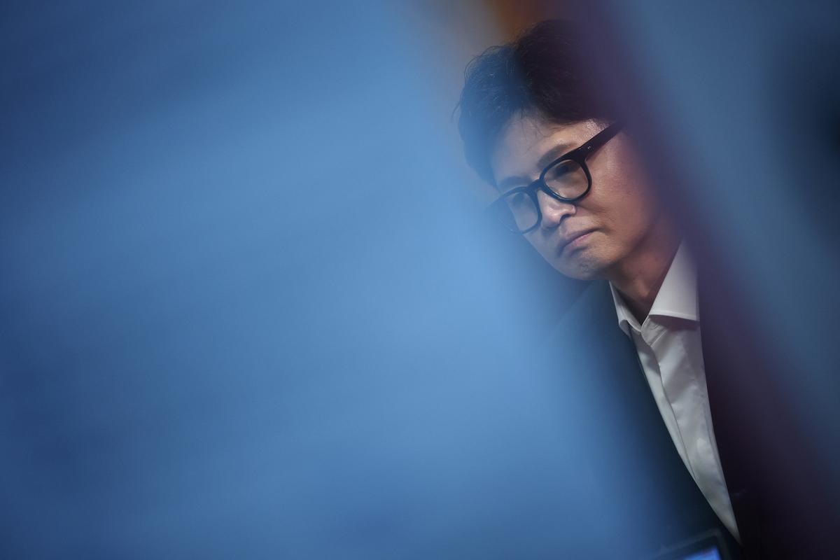 Han Dong-hoon, former leader of the People Power Party, attends an interview with Reuters in Busan, South Korea, April 27, 2026. REUTERS/Kim Hong-Ji