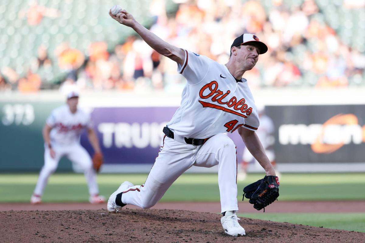  Baltimore Orioles pitcher Chris Bassitt (40) against the Toronto Blue Jays. © Daniel Kucin Jr.-Imagn Images