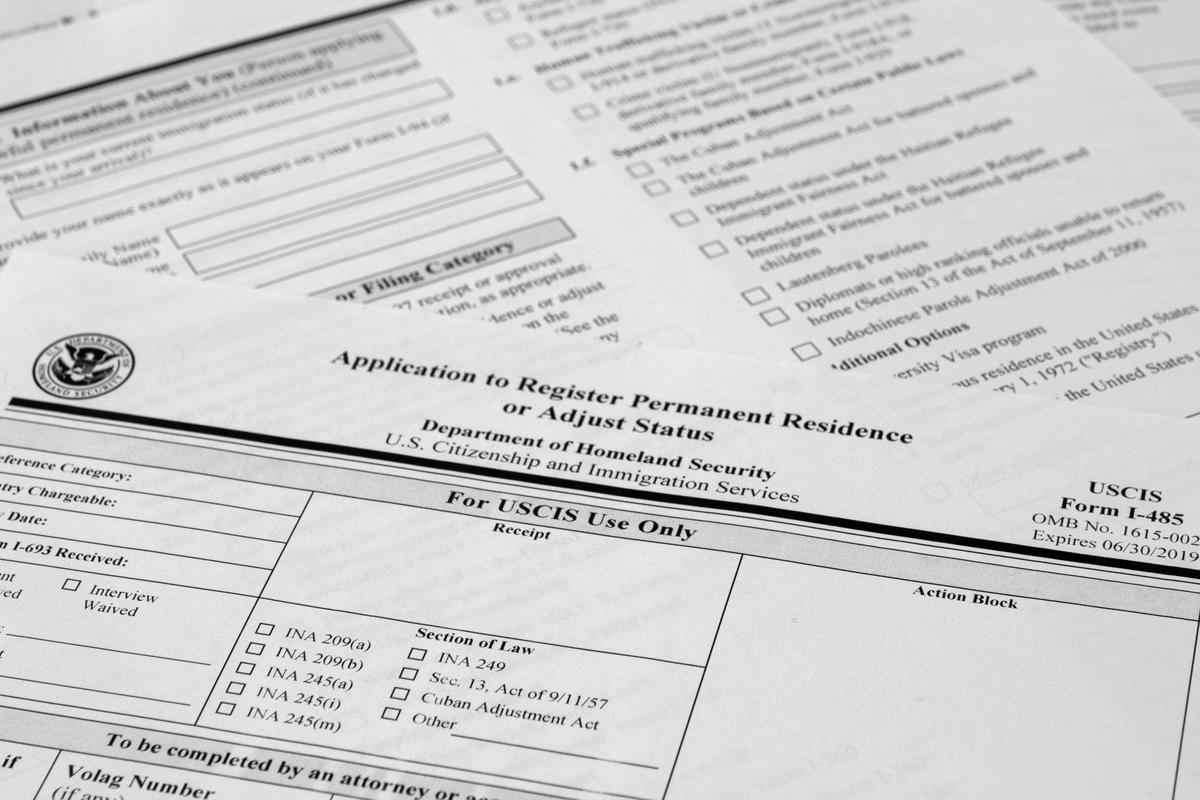  The application to Register Permanent Residence or Adjust Status, Department of Homeland Security, USCIS Form I-485 