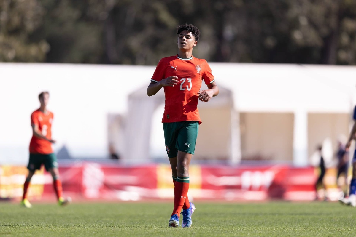  Cristiano Ronaldo Junior looks on during the Torneio do Algarve match between Portugal U-16 and Japan U-16 at Complexo Desportivo Vila Real Santo Antonio in Vila Real Santo Antonio, Portugal, on February 12, 2026. (Photo by Rodrigo Moreira/NurPhoto via Getty Images) Photo by Rodrigo Moreira/NurPhoto via Getty Images