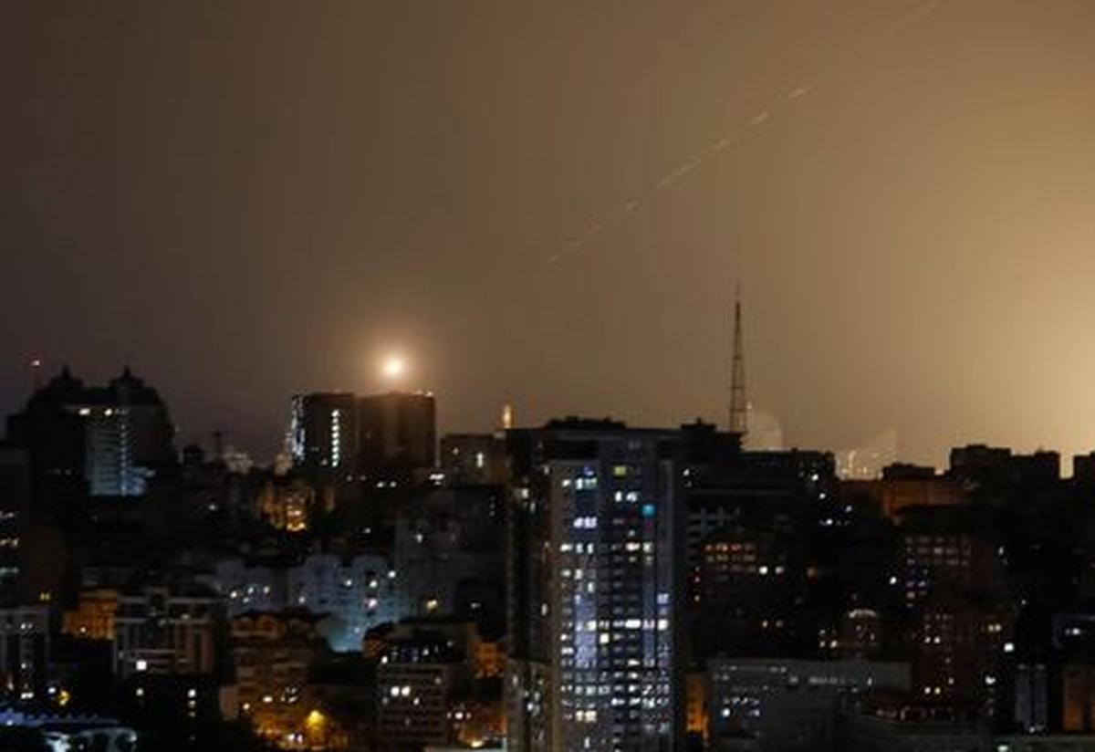 A Russian missile is hit during a Russian missile and drone strike, amid Russia's attack on Ukraine, in Kyiv, Ukraine May 24, 2026. REUTERS/Gleb Garanich