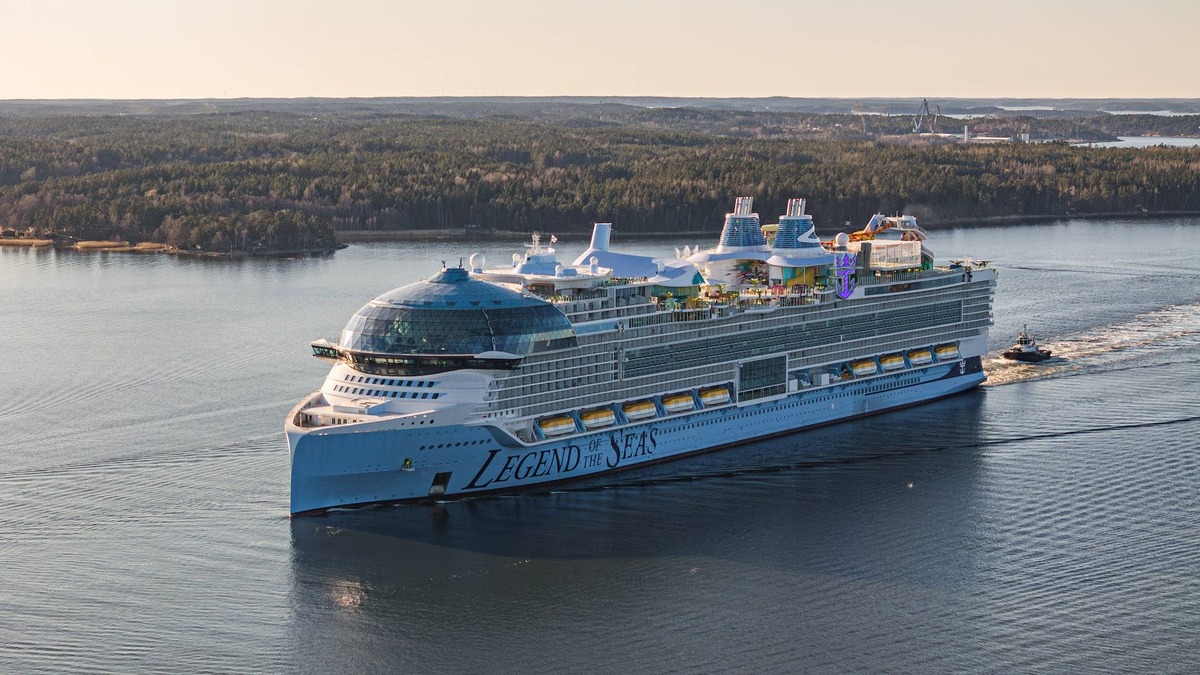 Royal Caribbean's Legend of the Seas departs on its sea trials in Turku, Finland.