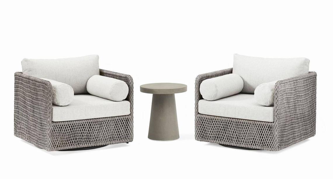  The West Elm Costal Wicker Patio Set in Silvertone.