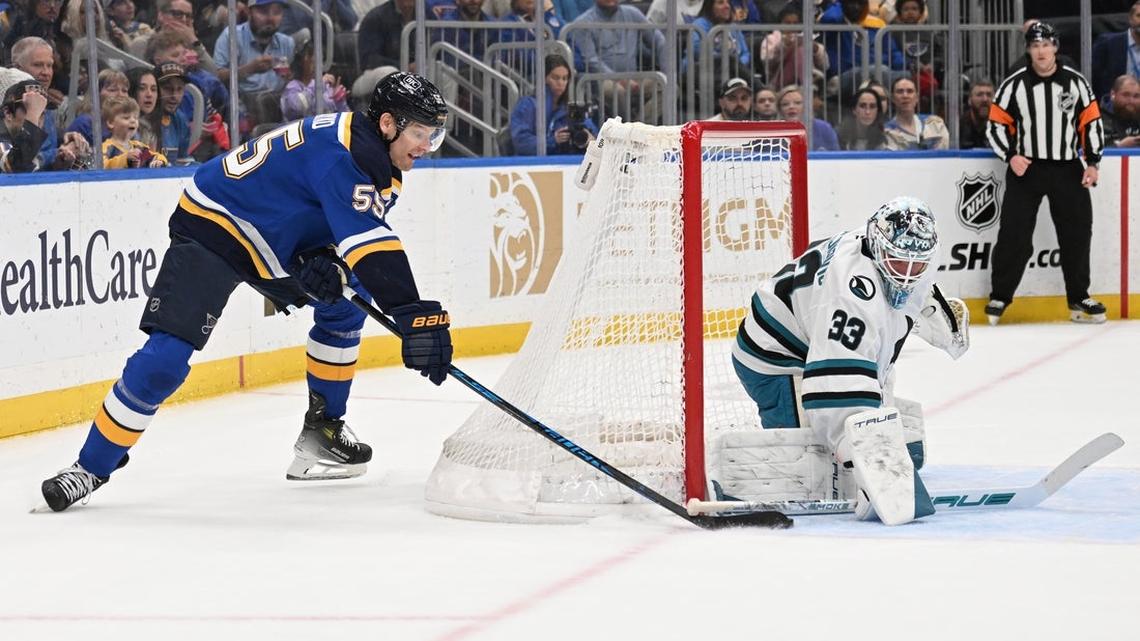 Blues sink Sharks in OT, move closer to West wild-card spot