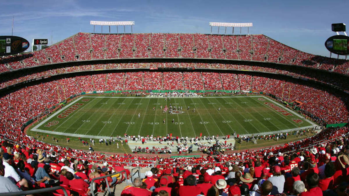 Arrowhead Stadium is usually decorated in Kansas City Chiefs red. | Donald Miralle/Getty Images 