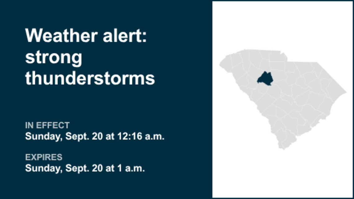 Weather alert for Newberry County until 1 a.m. Sunday - gusts to hit 50 mph 