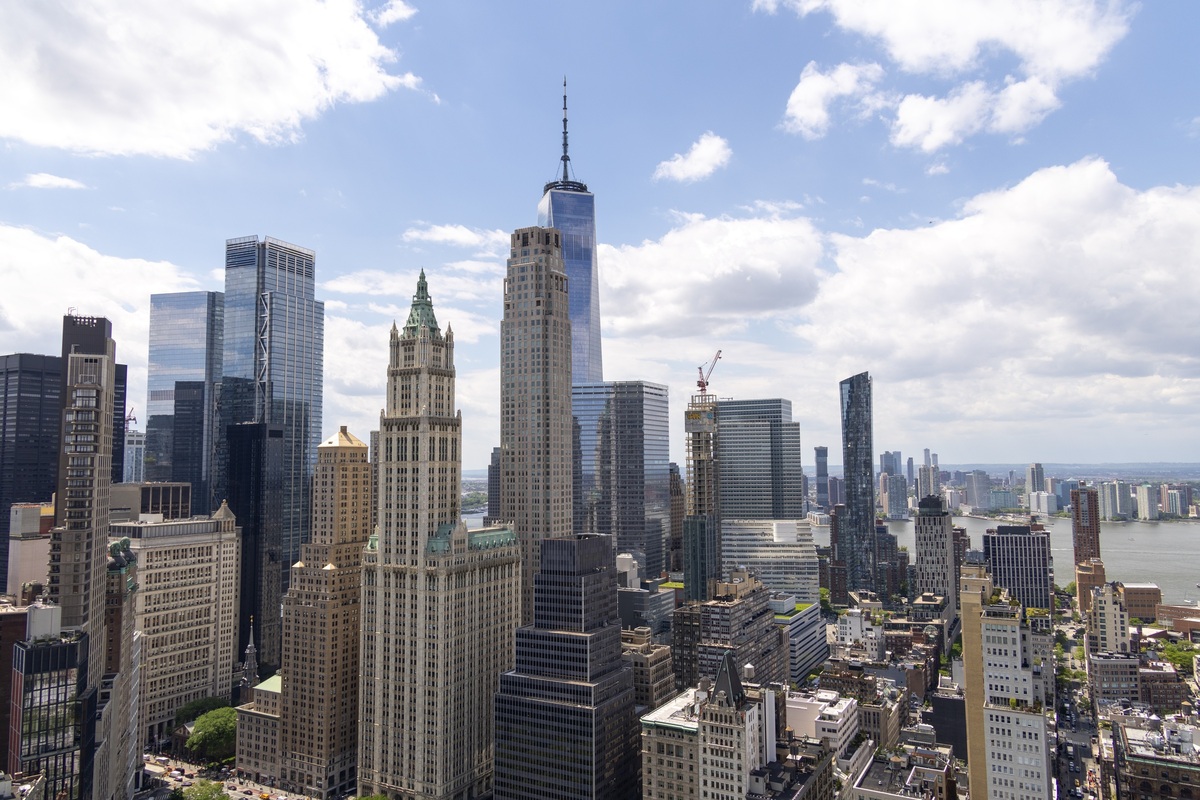 A view towards the One World Trade Center from the cupola space of the Municipal Building. 