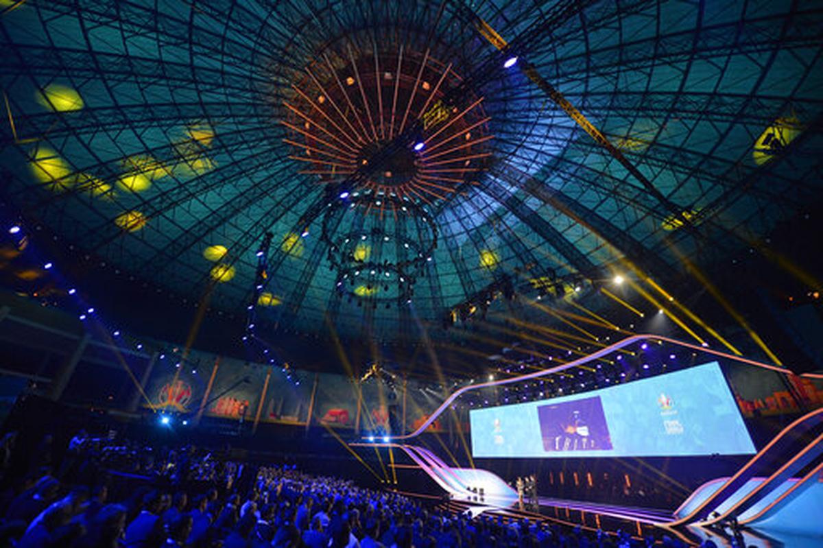 Vista del sorteo de la Eurocopa 2020 en Bucarest, Rumania, el sábado 30 de noviembre de 2019.