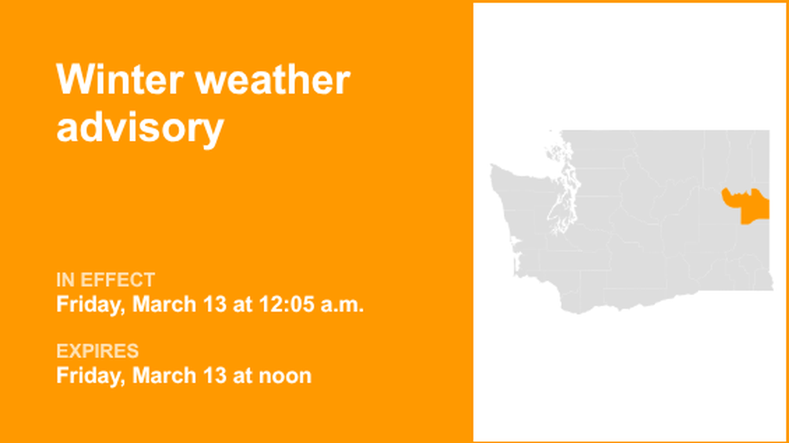 UPDATE: Winter weather advisory issued for Spokane area early Saturday morning 