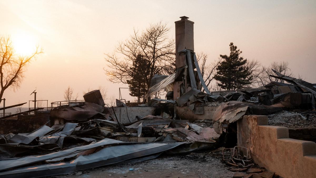 A house destroyed by the Smokehouse Creek fire in Canadian, Texas on Feb. 28, 2024. A utility company, Xcel Energy, acknowledged on Thursday, March 7, 2024 that its equipment appeared to have started the largest wildfire in Texas’ recorded history, a blaze that began last week and went on to burn more than 1 million acres in the state’s Panhandle region.