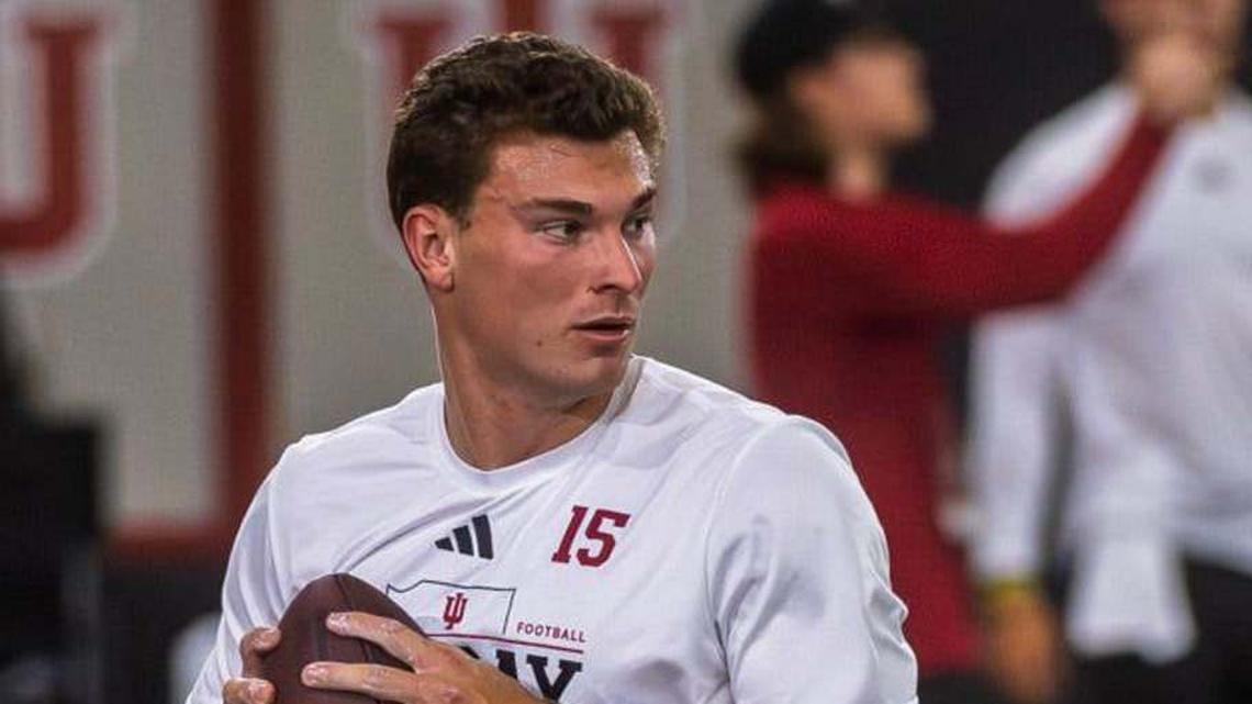 Fernando Mendoza participates in Indiana University's Pro Day at Mellencamp Pavilion on Wednesday, April 1, 2026. | Rich Janzaruk/Herald-Times / USA TODAY NETWORK via Imagn Images 