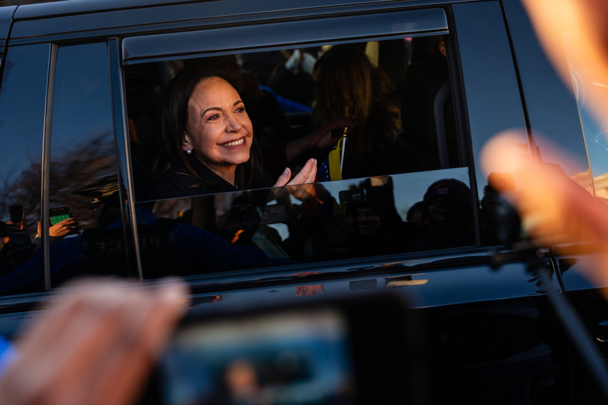 FILE -- María Corina Machado after meant with U.S. senators in Washington on jan. 15, 2026. María Corina Machado, the exiled opposition leader, remains the Venezuela's most popular politician. (Eric Lee/The New York Times)