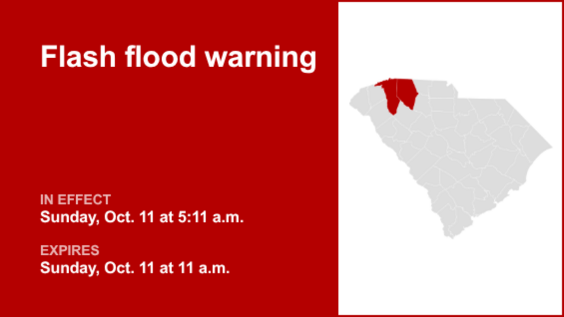 UPDATE: Flash flood warning previously issued for Spartanburg County will expire at 5:30 a.m. 