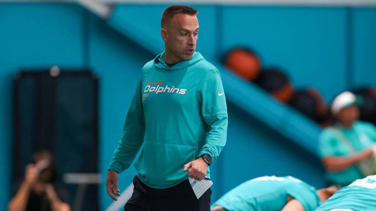  May 8, 2026; Miami Gardens, FL, USA; Miami Dolphins head coach Jeff Hafley works with his players during rookie minicamp at Baptist Health Training Complex. Mandatory Credit: Sam Navarro-Imagn Images | Sam Navarro-Imagn Images 