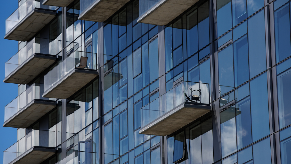 The balconies of The Fay apartment building are seen April 13, 2026, in downtown San Jose. (Dai Sugano/Bay Area News Group)