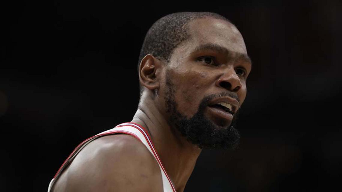  Mar 18, 2026; Houston, Texas, USA; Houston Rockets forward Kevin Durant (7) reacts while playing against the Los Angeles Lakers in the second half at Toyota Center. Mandatory Credit: Thomas Shea-Imagn Images | Thomas Shea-Imagn Images 