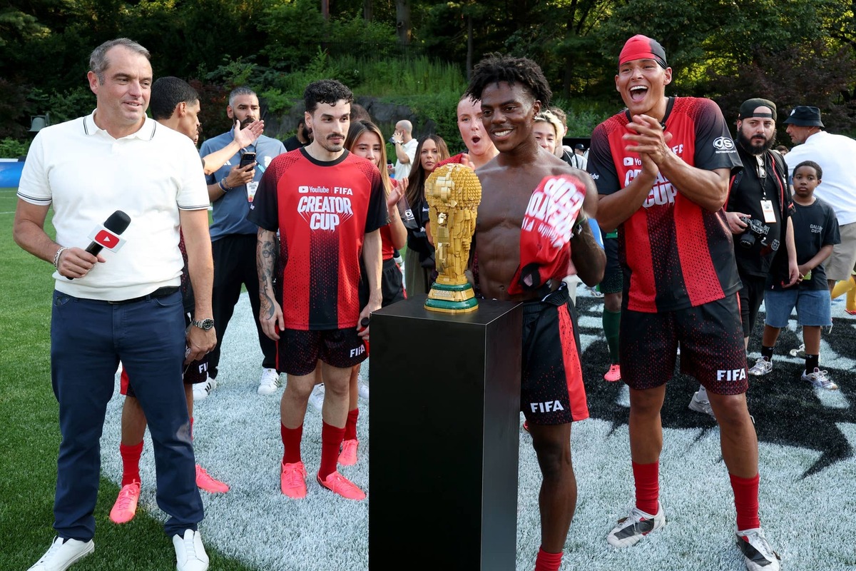  YouTube FIFA Creator Cup: Max Bretos, Allan Stag, Brittany Wilson Isenhour, IShowSpeed and Marlon Lundgren Garcia participate in the YouTube FIFA Creator Cup at Wollman Rink in Central Park on July 12, 2026 in New York City. (Photo by Kevin Mazur/Kevin Mazur/Getty Images for YouTube) Kevin Mazur/Getty Images
