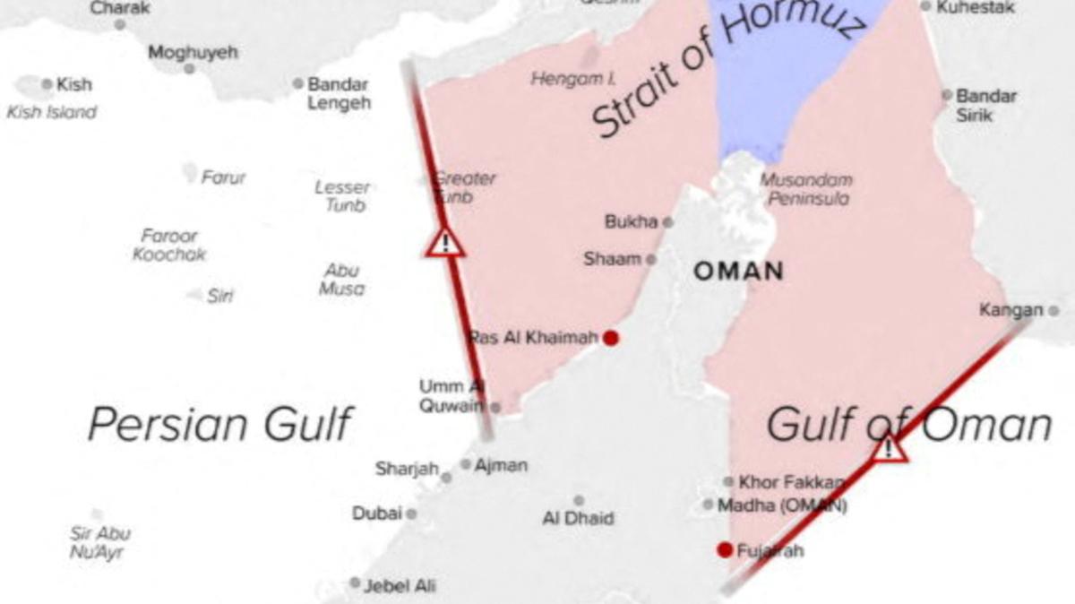 A graphic shared by Iran's newly created Persian Gulf Strait Authority on May 20, 2026 shows what the authority said will be a "controlled maritime zone" at the Strait of Hormuz, in this screenshot from social media. Persian Gulf Strait Authority via X/Handout via REUTERS