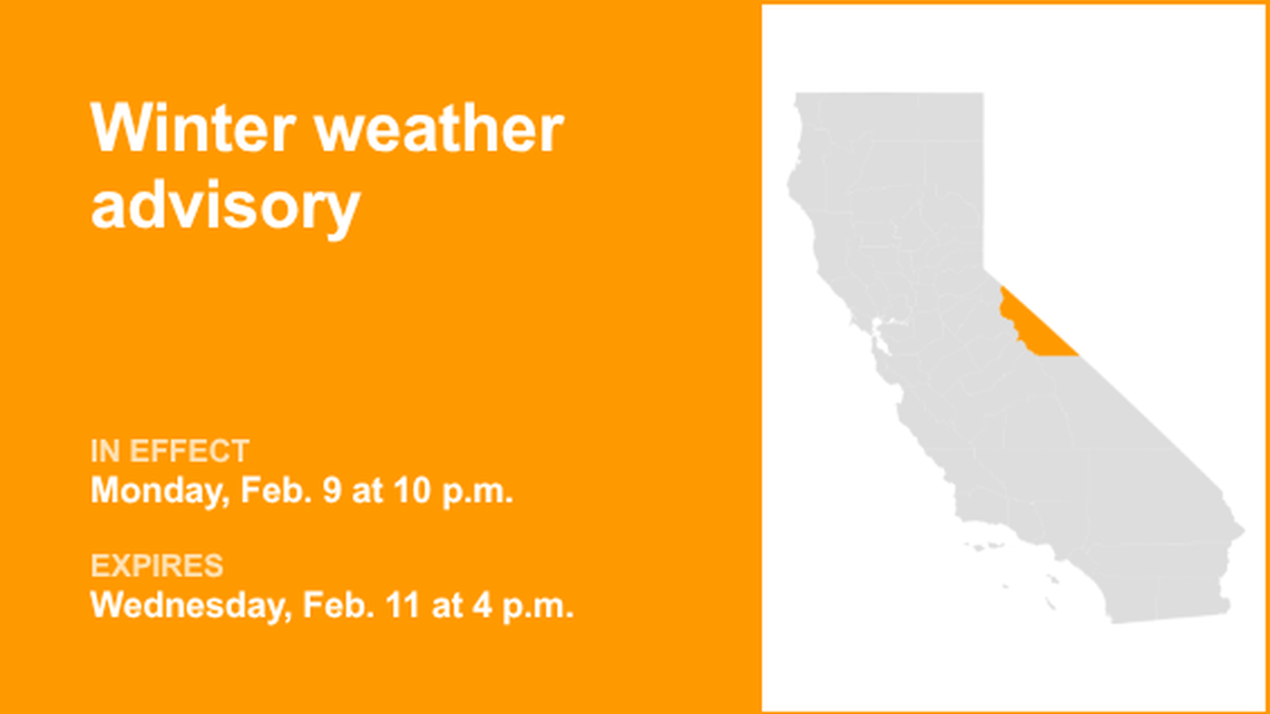 Winter weather advisory for Mono County until early Wednesday evening 