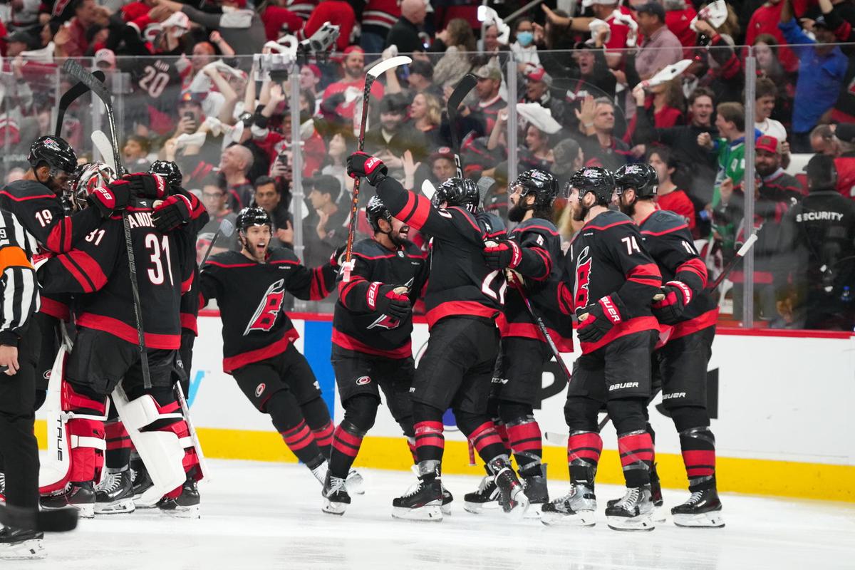  'We Can Start The Series Over Now': Nikolaj Ehlers, Jalen Chatfield, Jaccob Slavin, Frederik Andersen, Eric Robinson, Mark Jankowski On Game 2 OT Win 