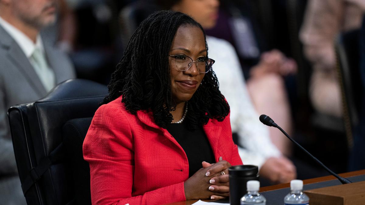Supreme Court nominee Ketanji Brown Jackson listens to a question during her confirmation hearing before the Senate Judiciary Committee on Tuesday in Washington.