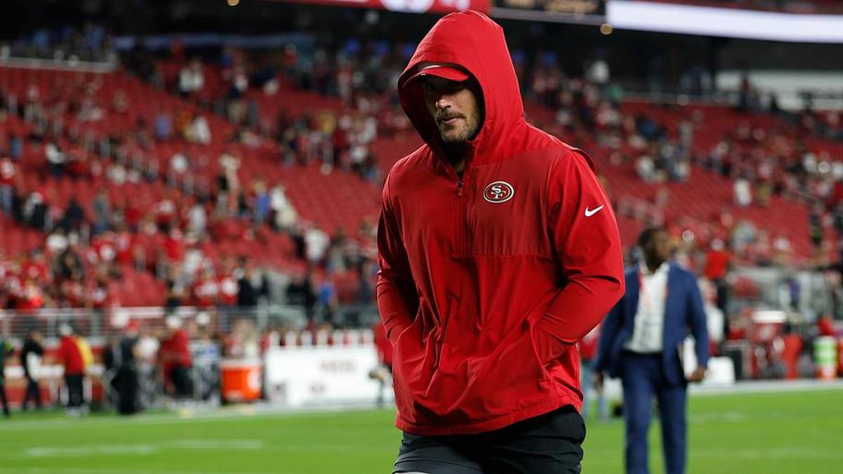  Aug 23, 2025; Santa Clara, California, USA; San Francisco 49ers defensive end Nick Bosa (97) walks of the field after the game against the Los Angeles Chargers at Levi's Stadium. Mandatory Credit: Sergio Estrada-Imagn Images | Sergio Estrada-Imagn Images 