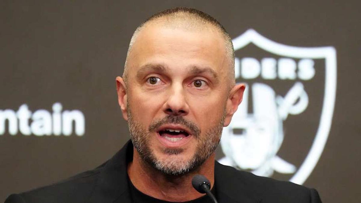  Feb 10, 2026; Henderson, NV, USA; Las Vegas Raiders general manager John Spytek at press conference at Intermountain Health Performance Center. Mandatory Credit: Kirby Lee-Imagn Images | Kirby Lee-Imagn Images 