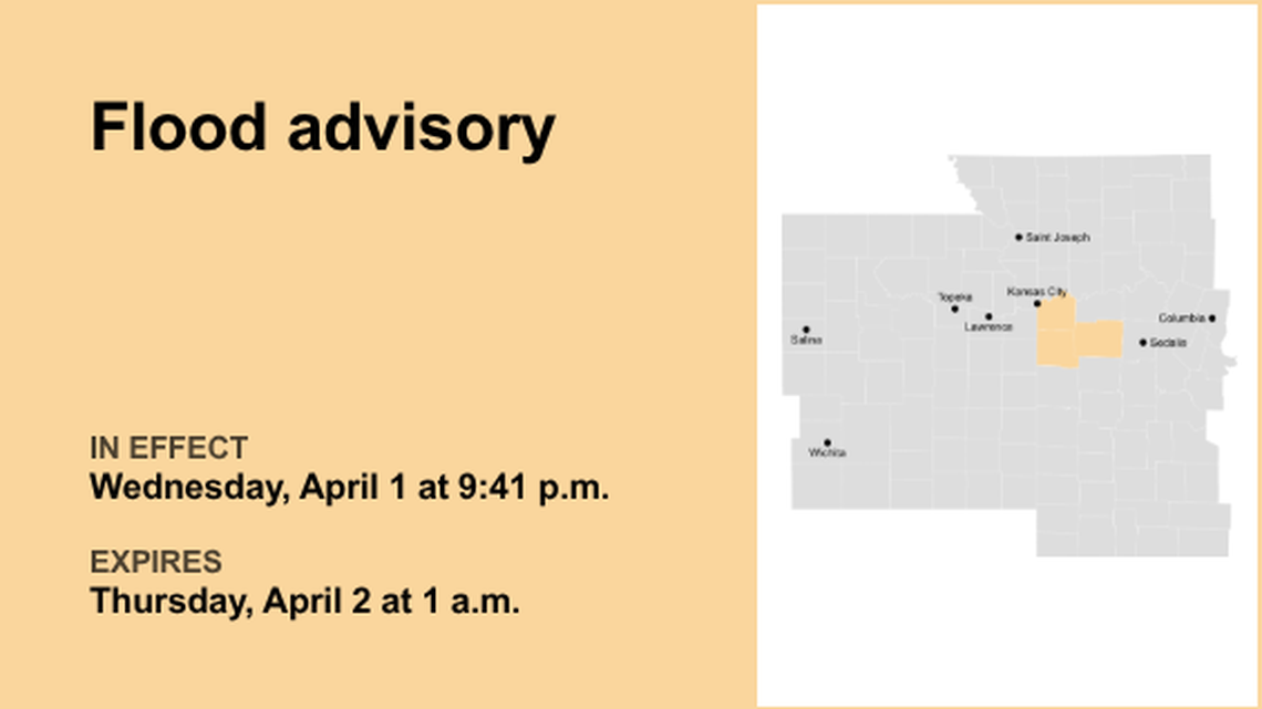 Update: The Kansas City area under a flood advisory until 3 a.m. Thursday 