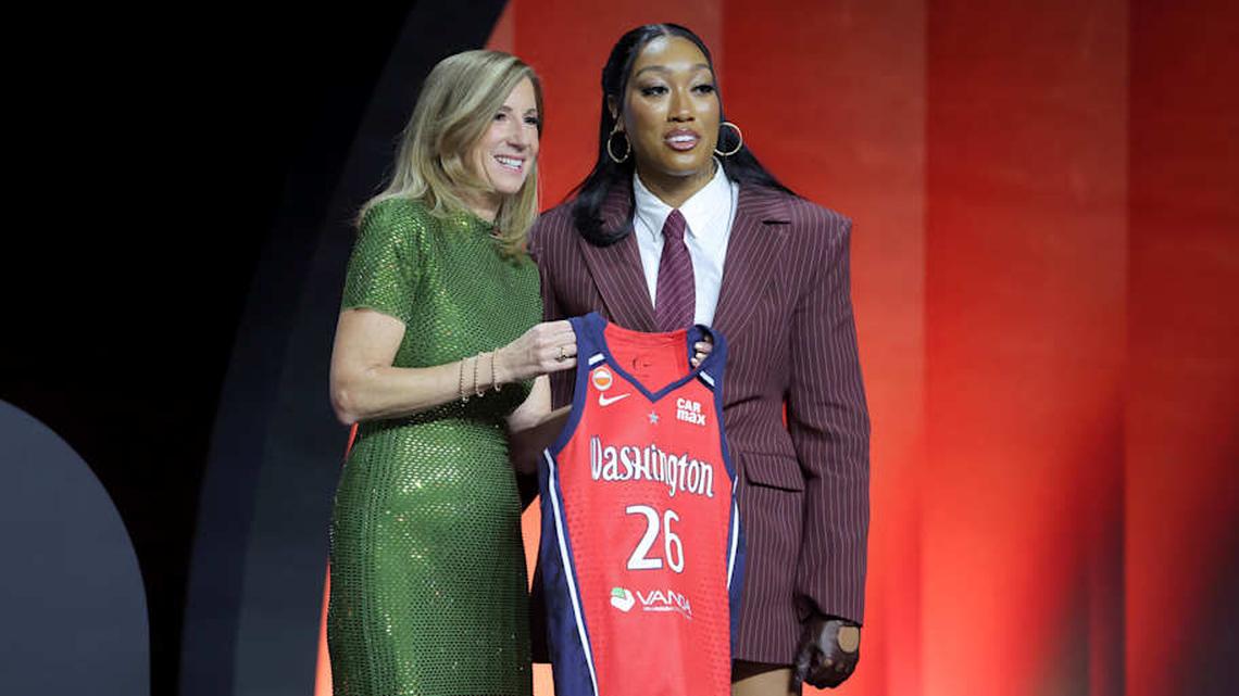  Cotie McMahon was drafted 11th this year, and was the third first-round pick the Mystics had at the 2026 draft. | Brad Penner-Imagn Images 