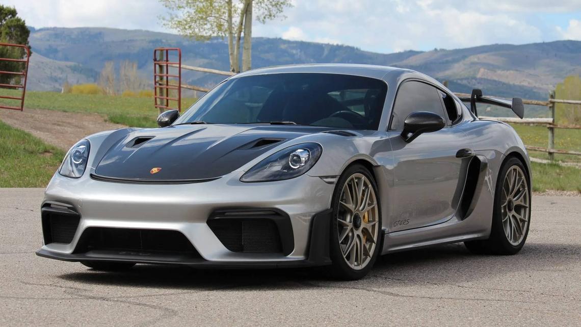 2023 Porsche 718 Cayman GT4 RS Weissach, at $148,000 with 2 days left on BaT, just 4,100 miles and the full Weissach package 