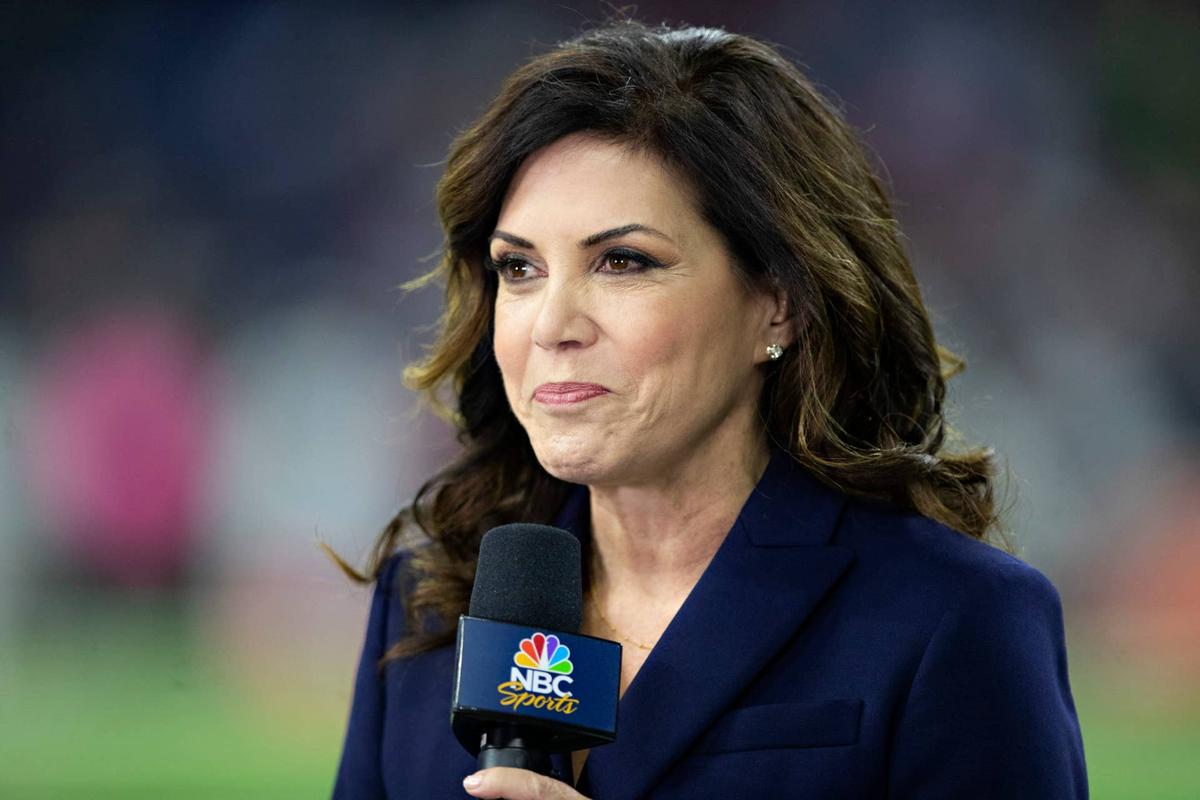  HOUSTON, TX - OCTOBER 7: TV announcer Michele Tafoya on the field before a game between the Dallas Cowboys and the Houston Texans at NRG Stadium on October 7, 2018 in Houston, Texans. The Texans defeated the Cowboys in overtime 19-16. (Photo by Wesley Hitt/Getty Images) 