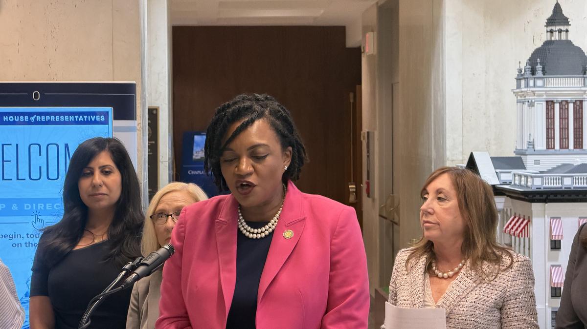 House Democratic Leader Fentrice Driskell speaks Monday, June 1, 2026, at the Florida Capitol in opposition to a proposal by Gov. Ron DeSantis to dramatically cut how much property taxes local governments can raise. (Jeffrey Schweers/Orlando Sentinel/TNS)