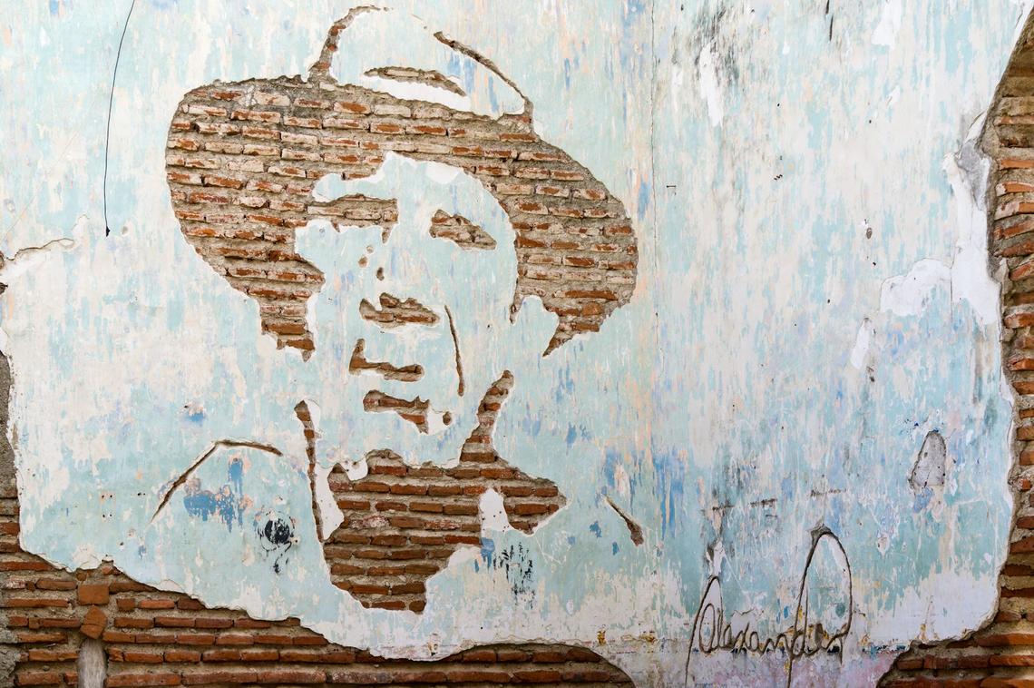  A portrait of Julio Antonio Mella is seen chiseled from a brick wall in Camaguey, Cuba. Roberto Machado Noa/LightRocket via Getty Images 