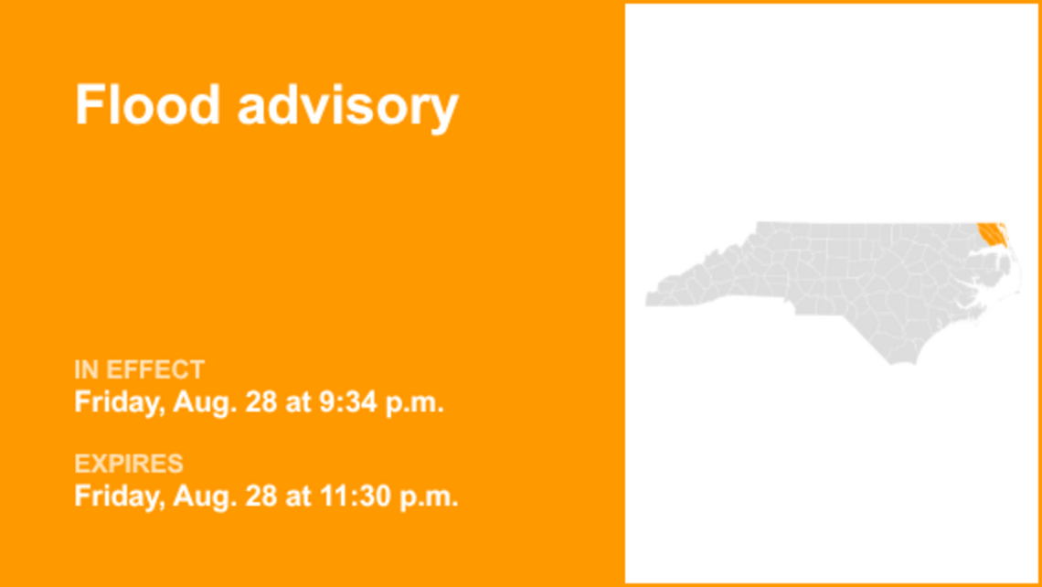 UPDATE: The flood advisory for Eastern North Carolina is likely to expire at 11:30 p.m. 