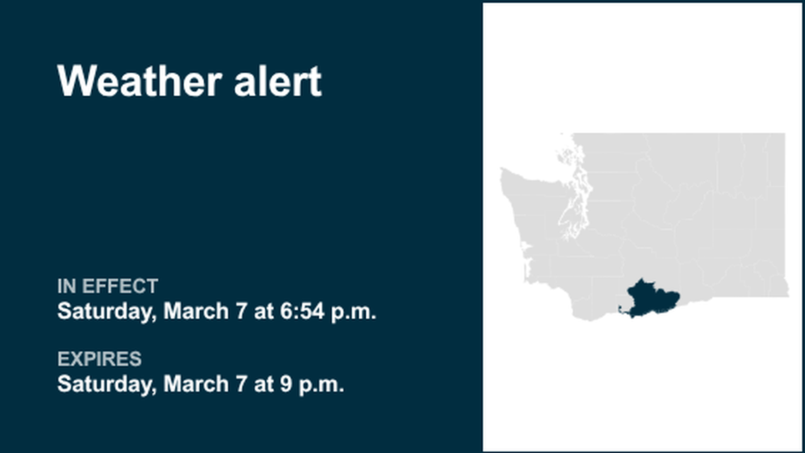 Weather alert for Eastern Columbia River Gorge of Washington and Simcoe Highlands Saturday night 