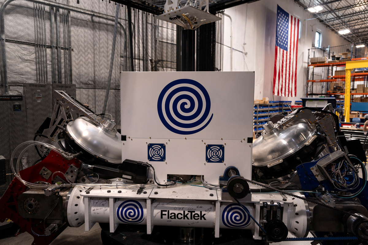 A prototype of FlackTek's largest mixer at FlackTek, a company that manufactures specialized mixing equipment used to produce energetics for missiles, in Louisville, Colorado, U.S., June 23, 2026. REUTERS/Cheney Orr