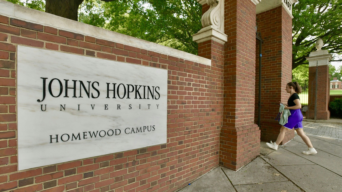 A sign on the Johns Hopkins University campus. (Amy Davis/The Baltimore Sun/TNS)