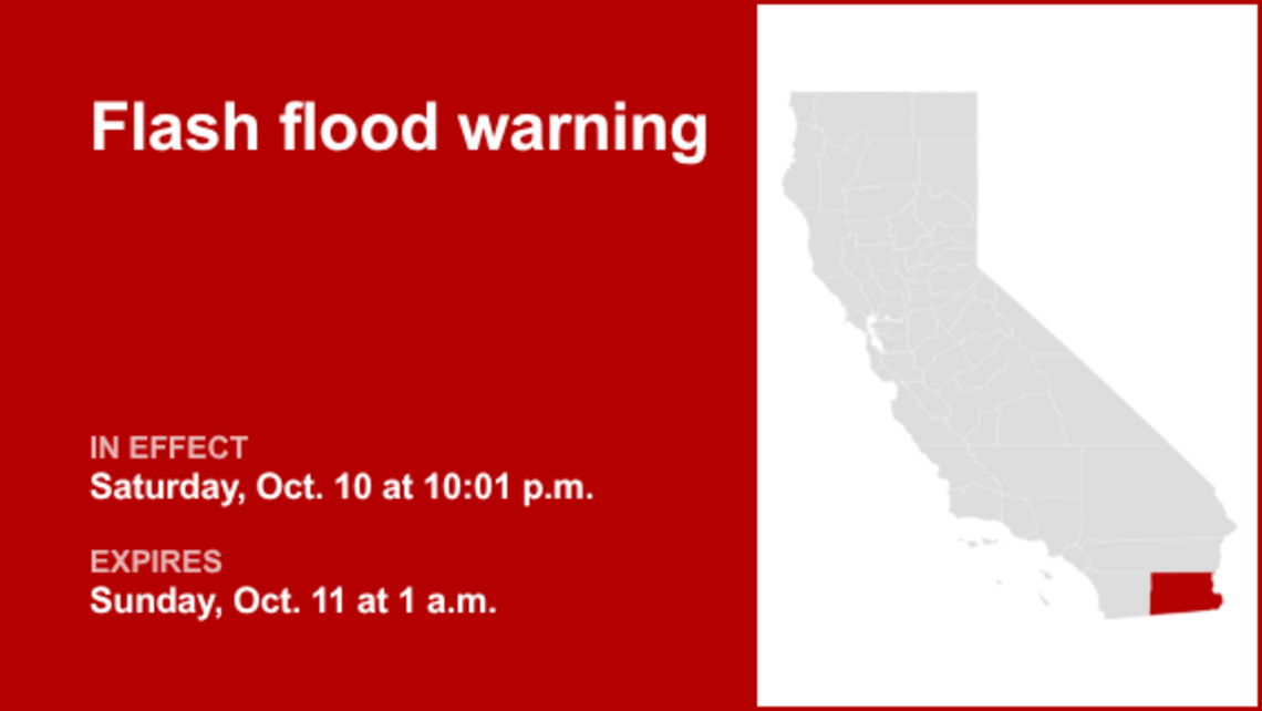 UPDATE: The current flash flood warning will be expiring at 10:30 a.m. 