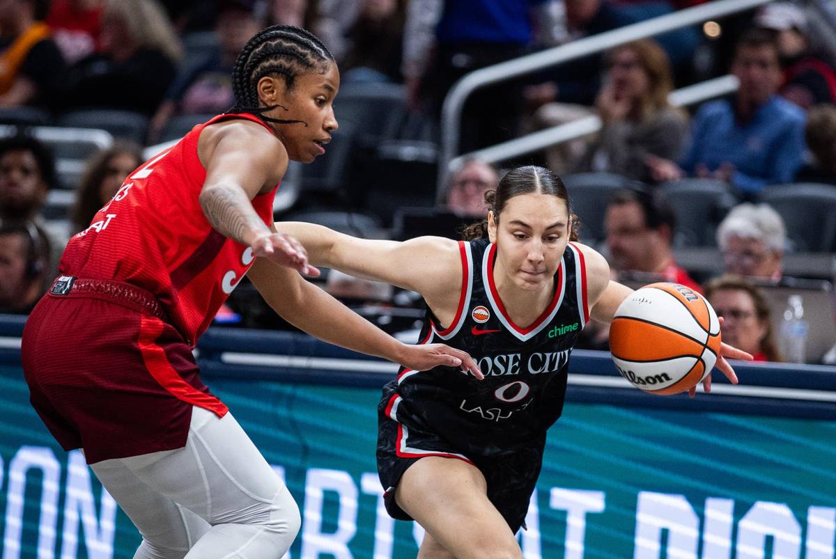 Indiana Fever guard Tyasha Harris defends against Portland Fire guard Carla Leite Trevor Ruszkowski-Imagn Images