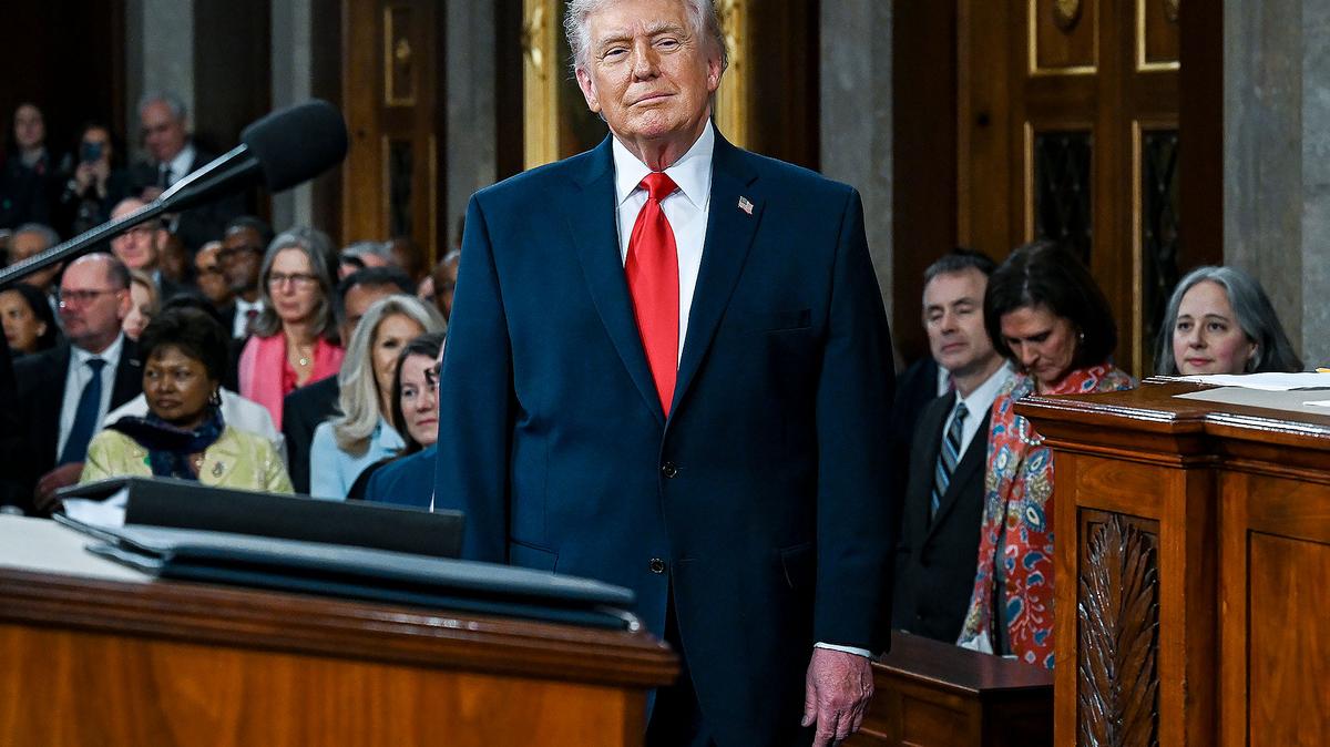  U.S. President Donald Trump arrives to deliver the State of the Union address during a joint session of Congress in the House Chamber at the Capitol on February 24, 2026 in Washington, DC.Kenny Holston-Pool/Getty Images 