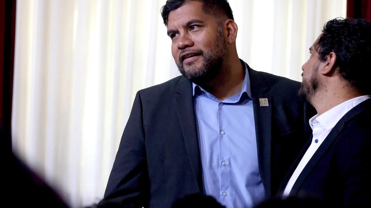 Los Angeles City Council Member Hugo Soto-Martinez attends proceedings inside council chambers at City Hall in downtown Los Angeles on Sept. 20, 2024. (Genaro Molina/Los Angeles Times/TNS)
