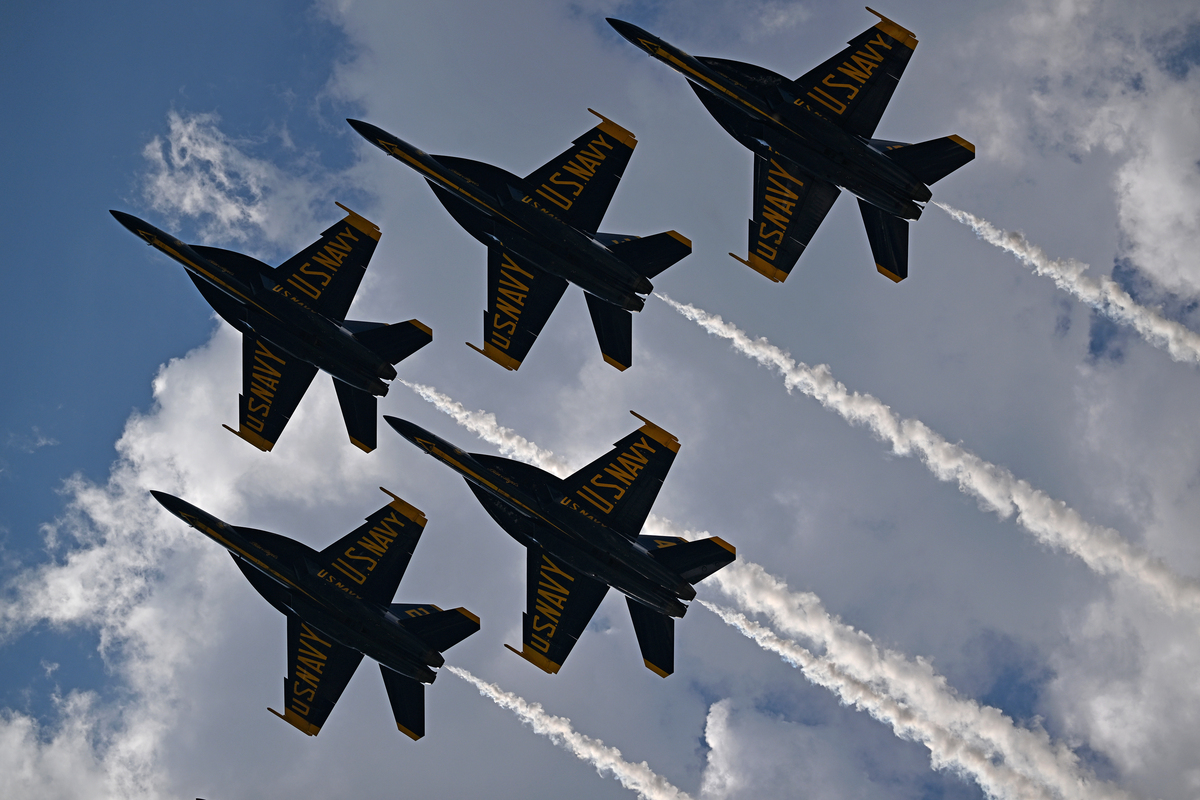 The Blue Angels pass over the America 250 celebration on the National Mall in Washington, July 4, 2026. America celebrates the 250th anniversary of its independence today, with people from one end of the country to the other marking the milestone with fireworks, parades and concerts. (Kenny Holston/The New York Times)