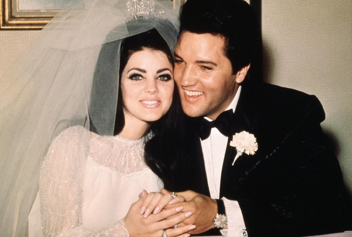 Elvis Presley and Priscilla on their wedding May 1, 1967.Bettmann / Contributor