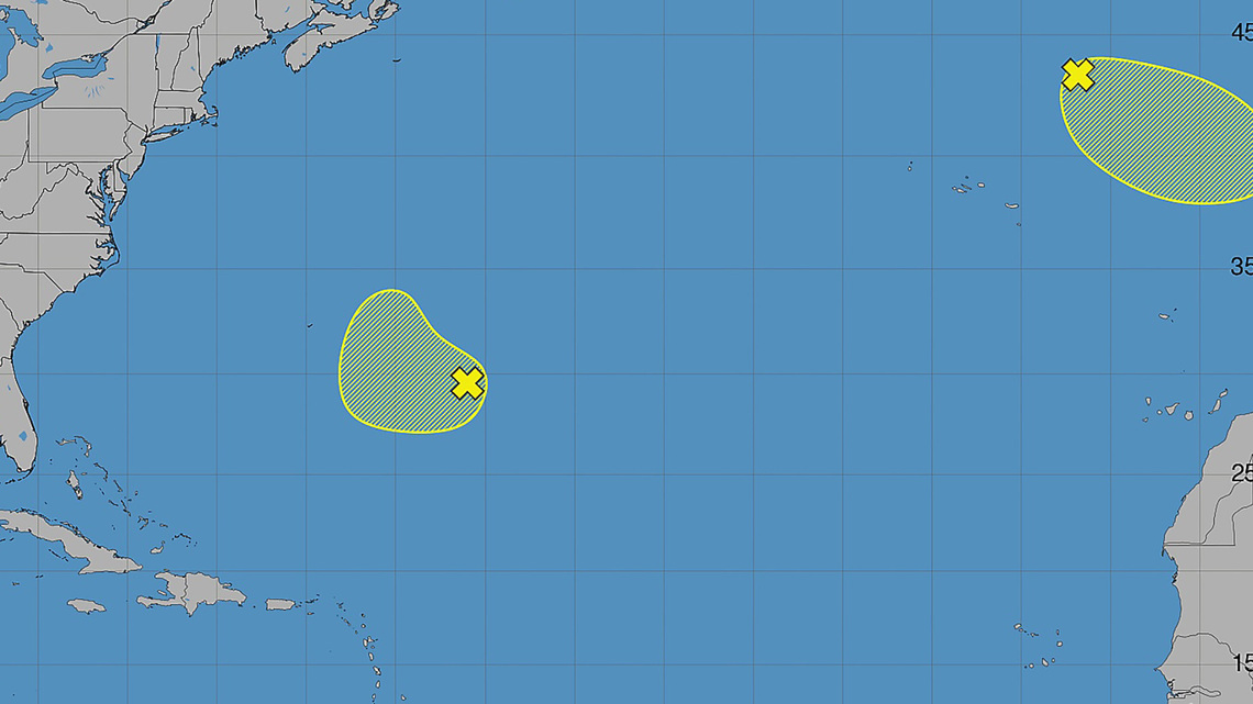 NHC tracking 2 areas in Atlantic with chances to develop 