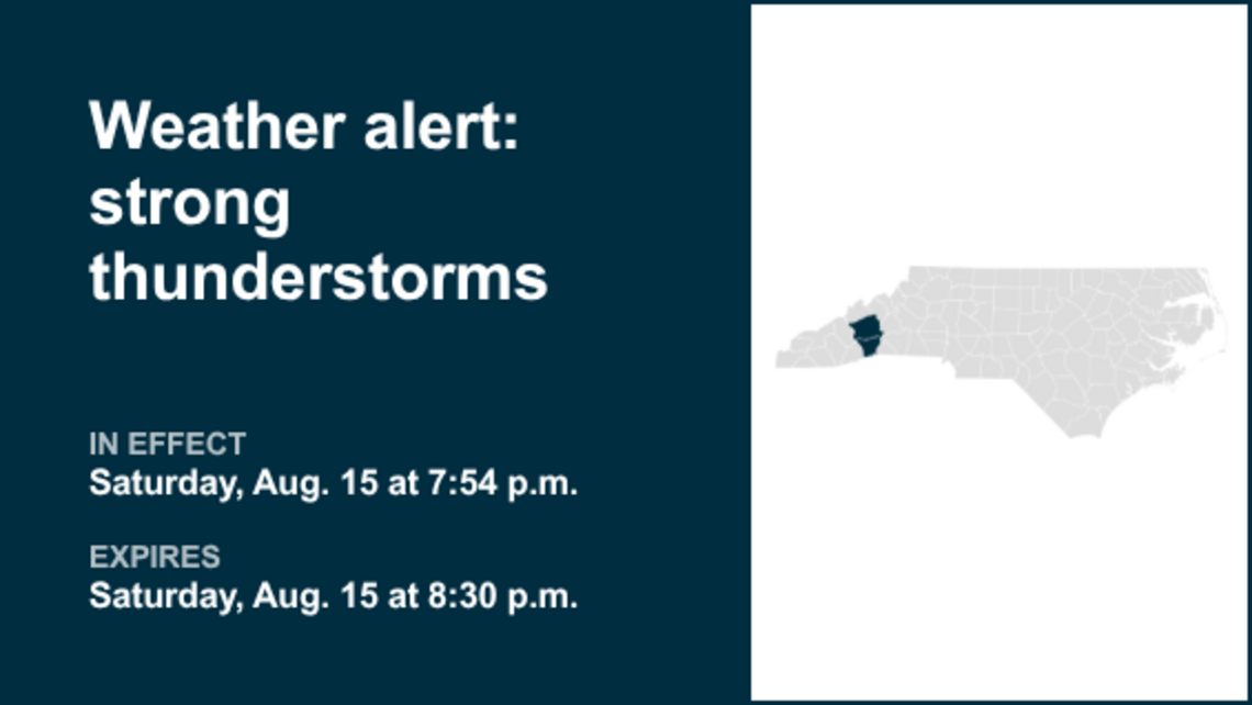 Weather alert for Buncombe and Henderson counties Saturday evening, says the NWS 