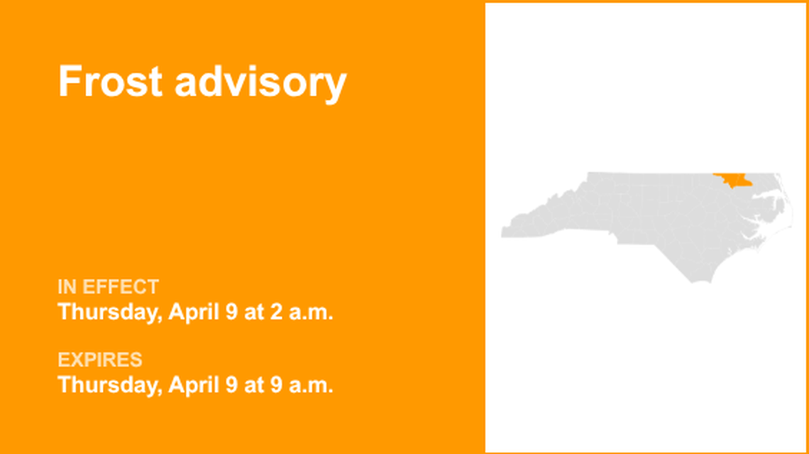 UPDATE: Frost advisory in place for Northampton and Hertford counties until Thursday morning 