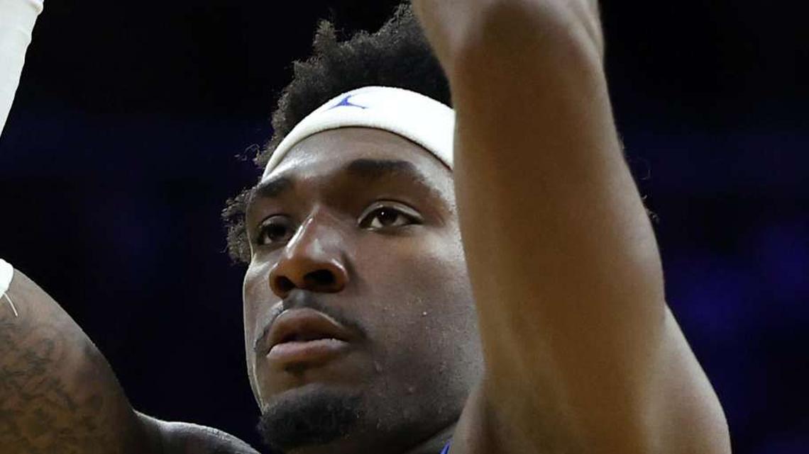  Mar 20, 2026; Philadelphia, PA, USA; UCLA Bruins forward Eric Dailey Jr. (3) shoots a free throw in the second half during a first round game of the men's 2026 NCAA Tournament at Xfinity Mobile Arena. Mandatory Credit: Bill Streicher-Imagn Images | Bill Streicher-Imagn Images 