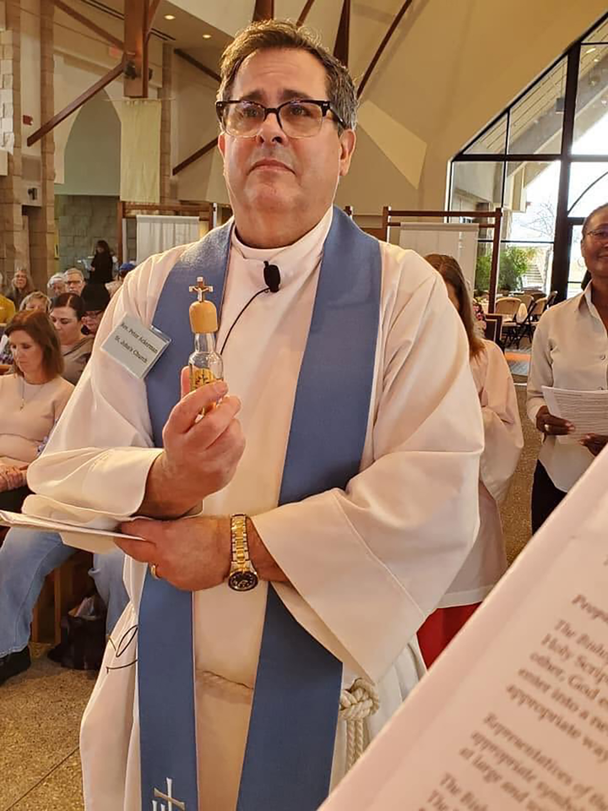 Father Peter K. Ackerman on the day he was installed in the church by Bishop David Rice.Courtesy Peter K. Ackerman